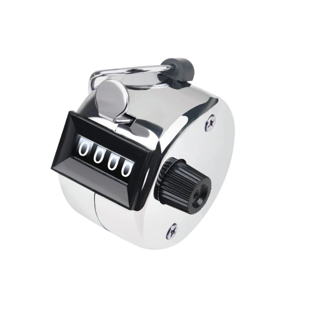 Metal Manual Counting Device 0-9999 | 4-Digit Hand Tally Counter with Mechanical Button