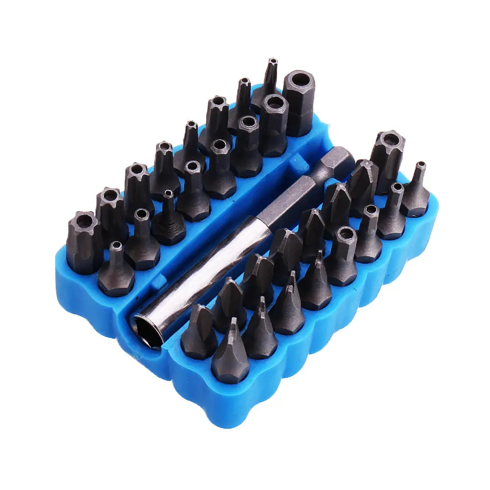 Drillpro 33pcs Magnetic Screwdriver Bit Set - Torx Star & Tri Wing Bits with Holder