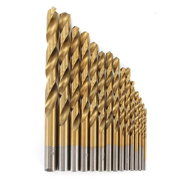 Doersupp 15pcs Titanium Coated HSS Drill Bits | 1.5-10mm Twist Drill Set