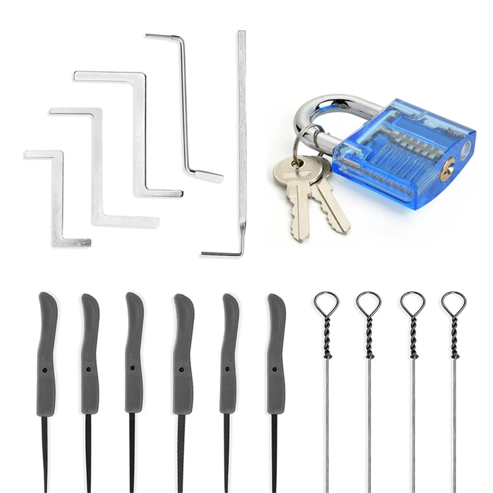 16PCS Locksmith Practice Kit - 3 in 1 Transparent Lock Set with Key Extractor