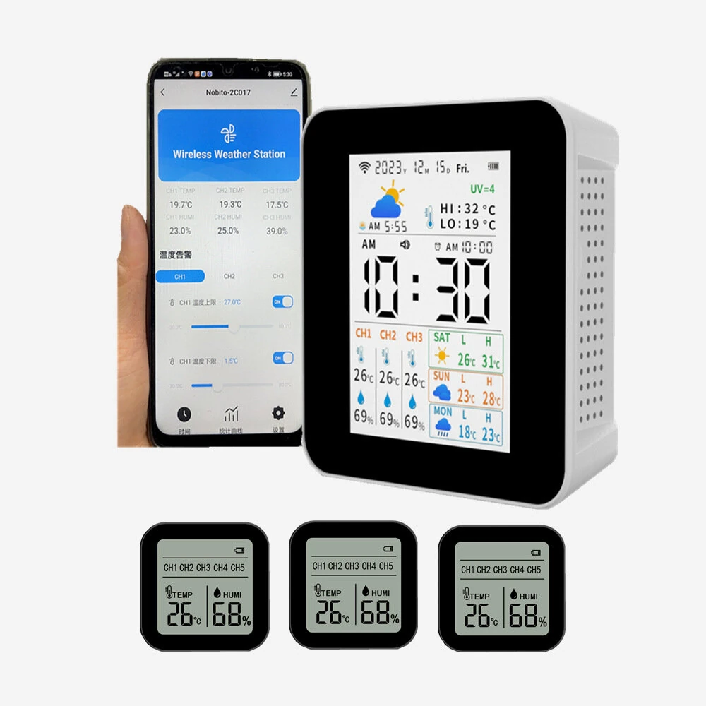TUYA Smart Weather Station - Wireless Indoor Outdoor Hygrothermograph | 2.8inch Color Display & WiFi