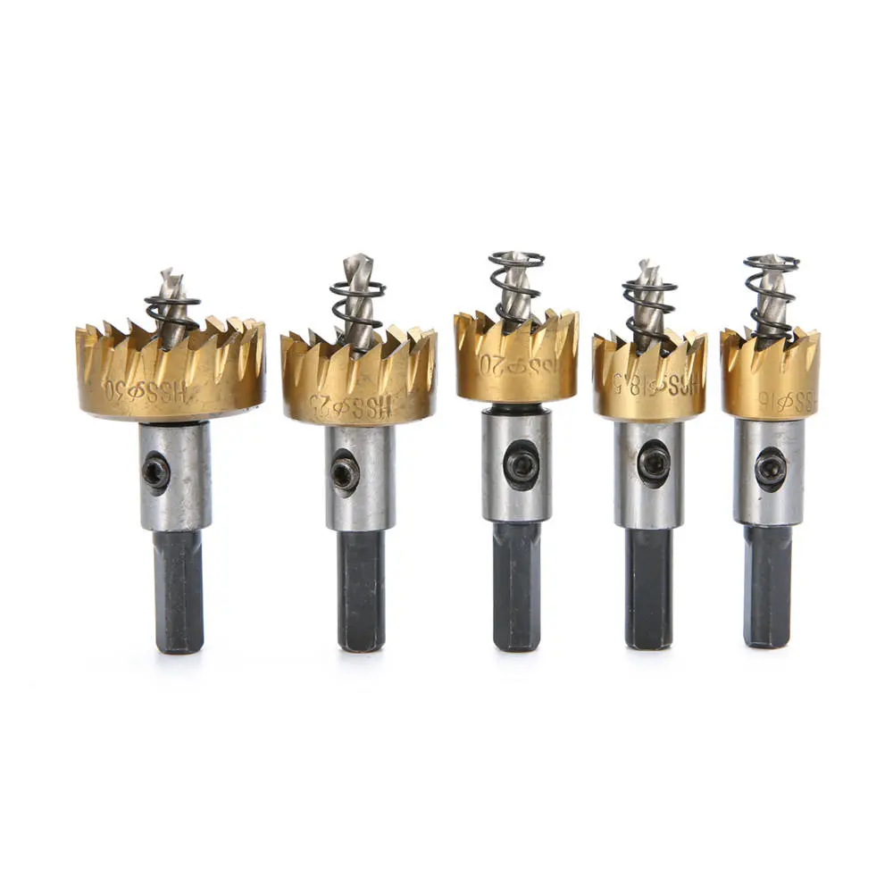 Drillpro 5Pcs HSS 6542 Titanium Coated Hole Saw Set - 16 to 30mm | Drill Bit Cutter