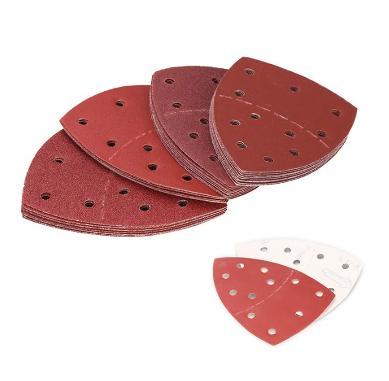 3M 40pcs Triangle Sandpaper Pads Set - 152x105mm 11 Hole - 40/60/80/120/180 Grit for Polishing