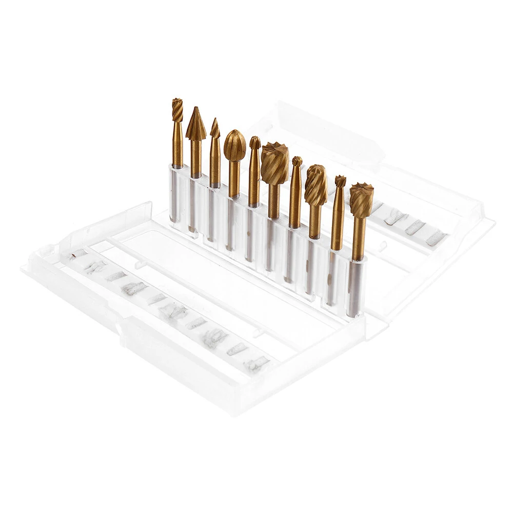 10pcs 1/8 Inch HSS Rotary Rasp Files | Woodworking Grinding Burr Bits
