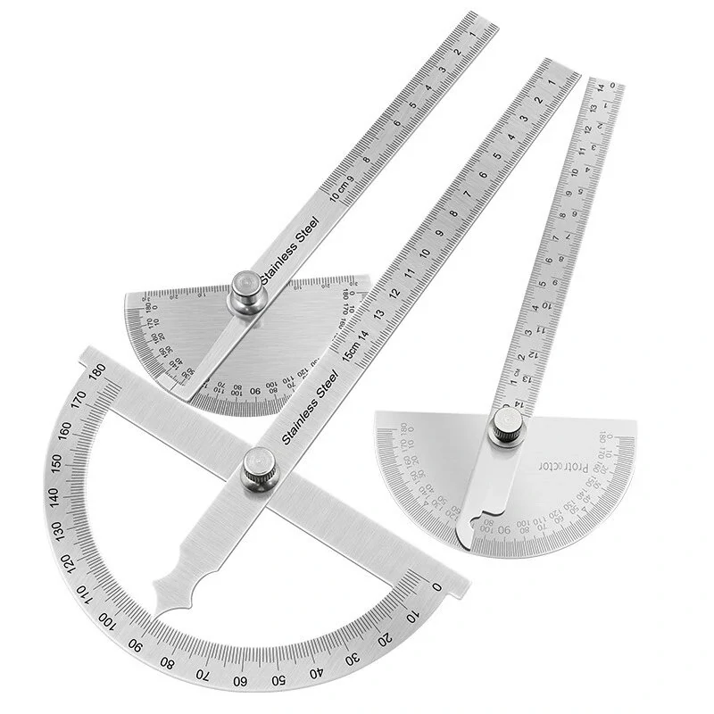 Stainless Steel 180 Degree Protractor | Metal Angle Finder & Goniometer Ruler