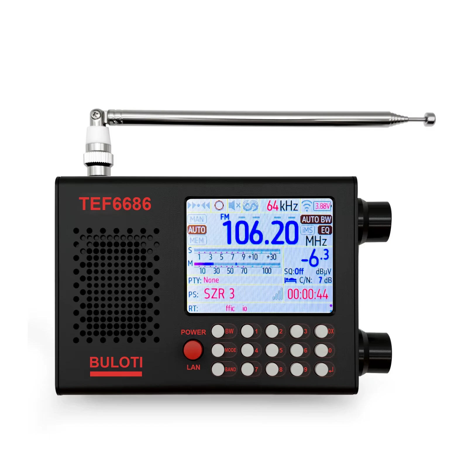 TEF6686 Full Band Radio DSP Receiver - FM AM Shortwave - 2.8 Inch LCD RDS