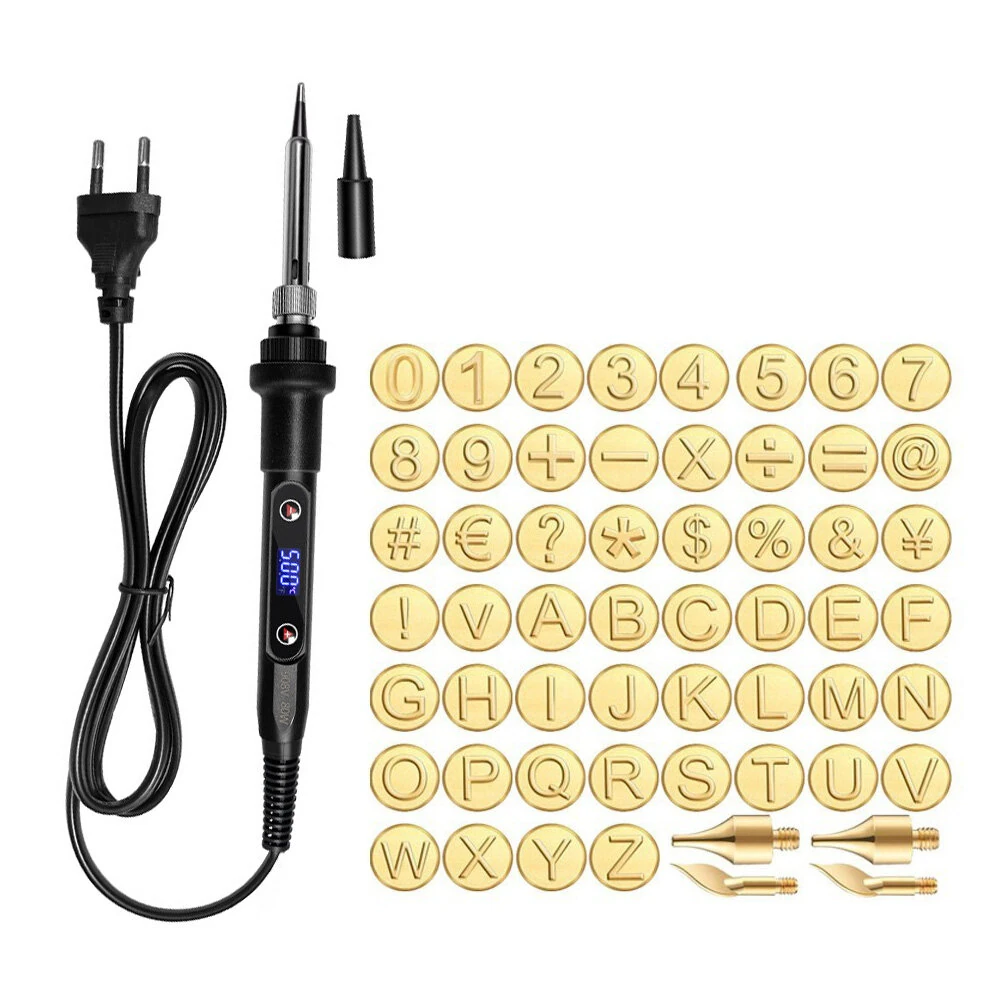 DIY Wood Burning Kit with 26 Letter Stencils & Copper Molds | Pyrography Pen & Soldering Iron Tool