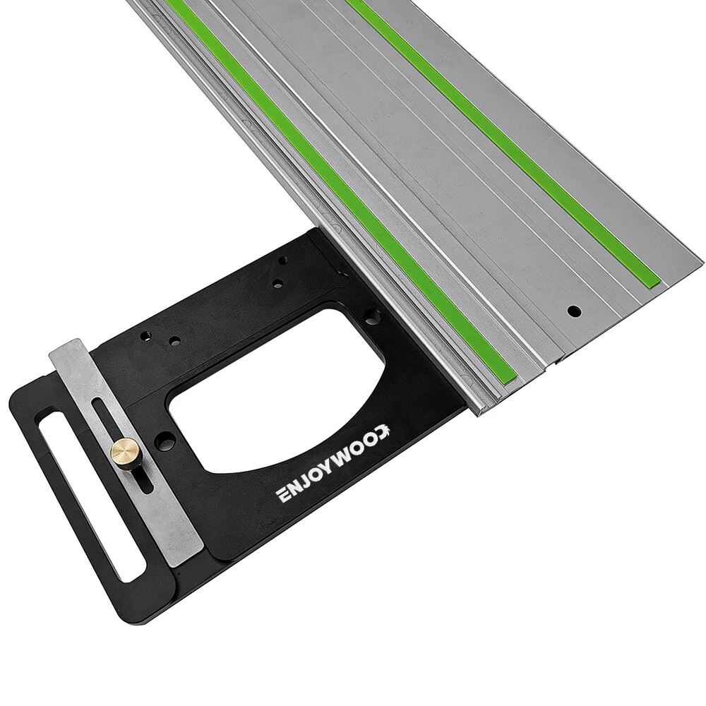 ENJOYWOOD Aluminum Track Saw Guide Rail - 90 Degree Angle Stop & Square Plate for Makita Festool