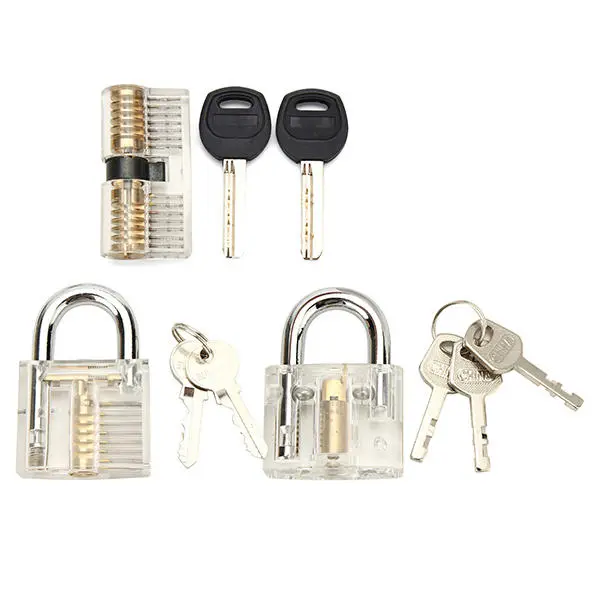 3Pcs Transparent Cutaway Practice Padlock Set | Inside View for Locksmith Training & Lock Picks