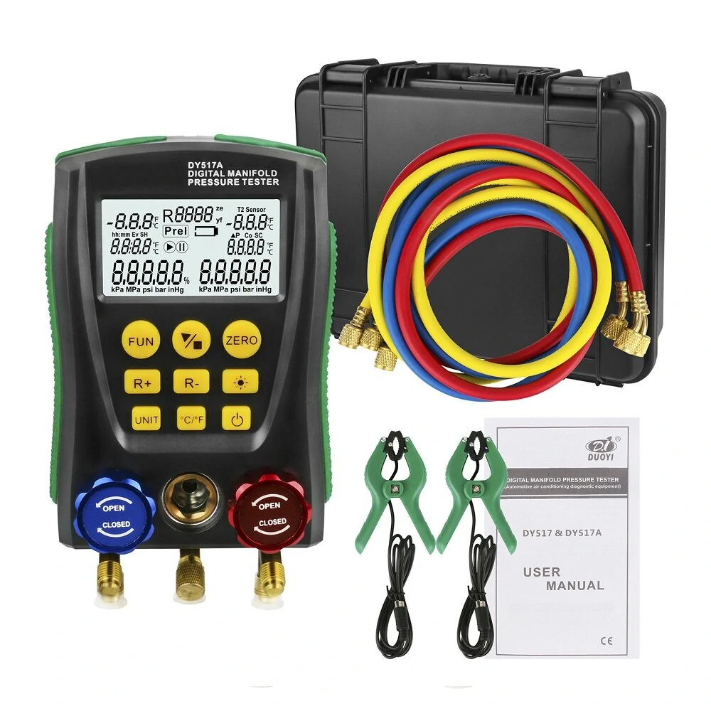 DUOYI DY517A Digital Manifold Gauge Set - HVAC Refrigeration Pressure Vacuum Meter