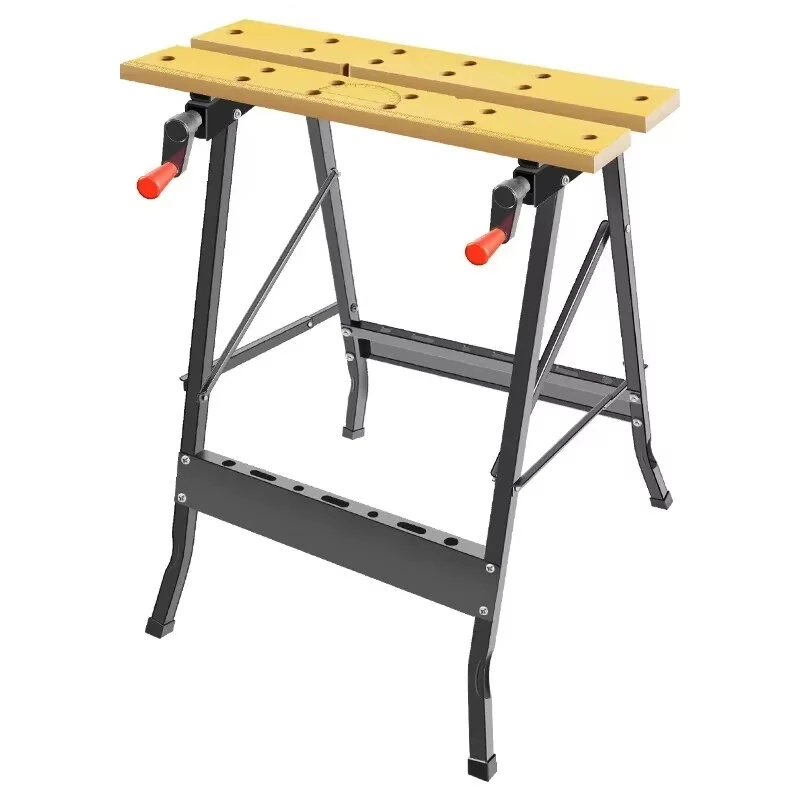 Multi Adjustable Workbench - Foldable Design with Thick Wooden Top & Heavy Load Metal Frame