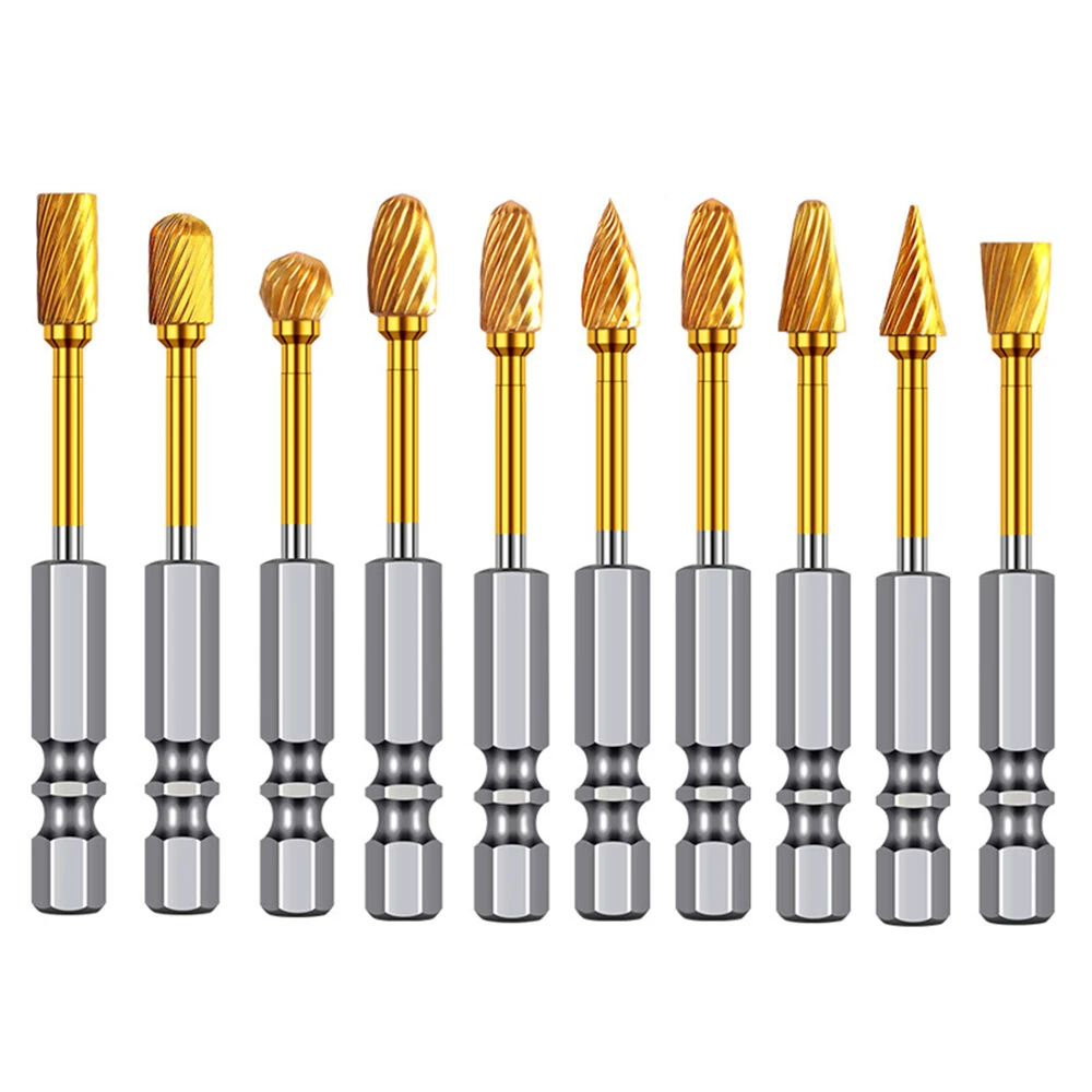 Titanium Carbide Burr Set | Tungsten Rotary File Bits for Metal Wood Plastic