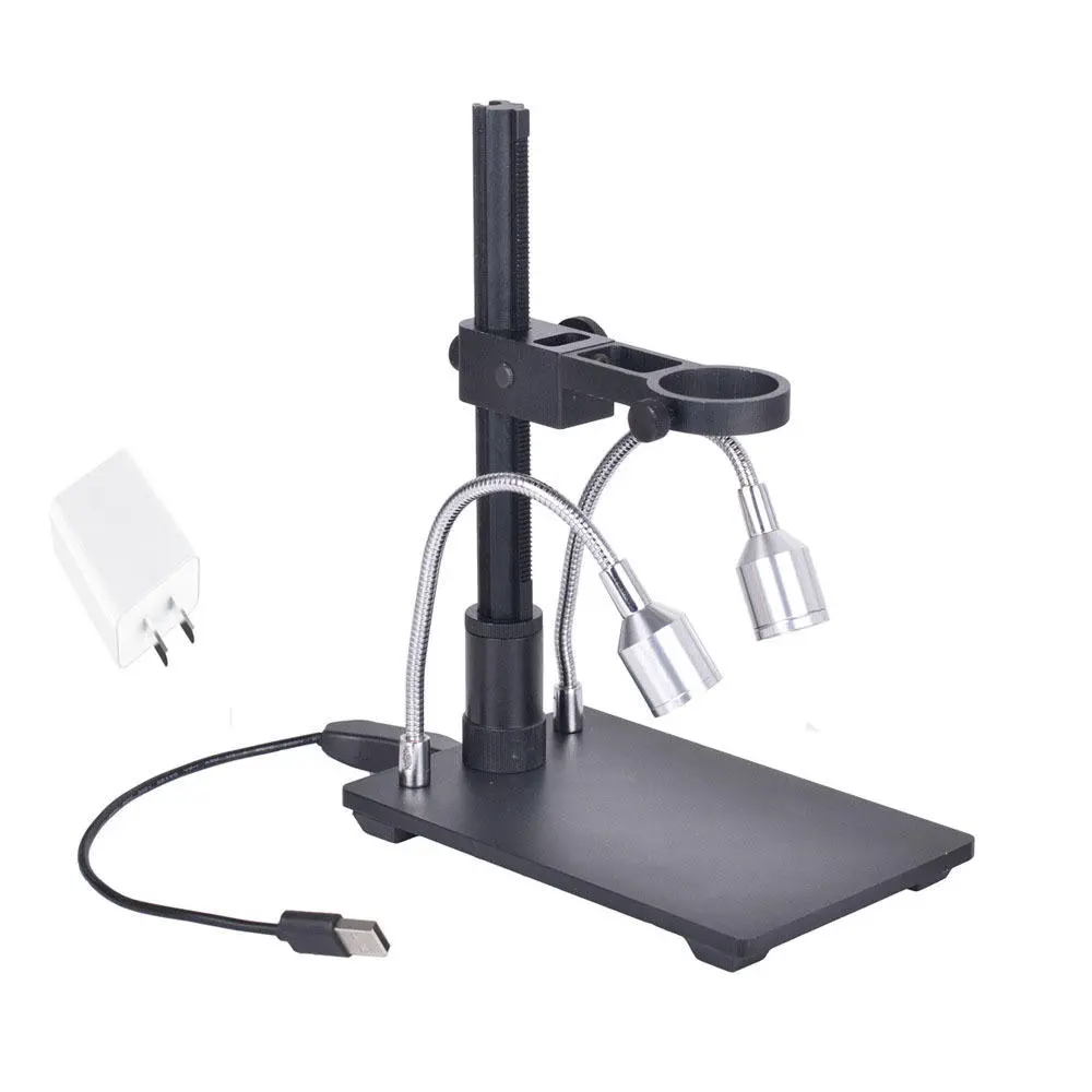 HAYEAR Portable USB Microscope Stand - Aluminum Alloy Arm with LED Lights for Repair & Soldering