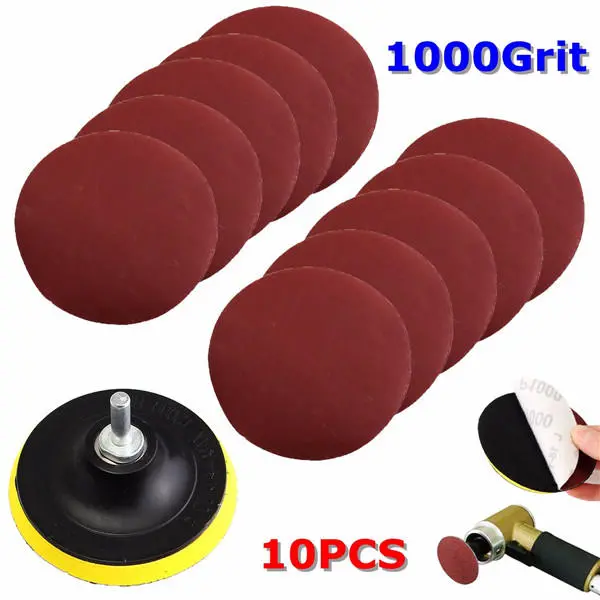 10pcs 4-Inch 1000 Grit Sandpaper Backer Pad Drill Adapter