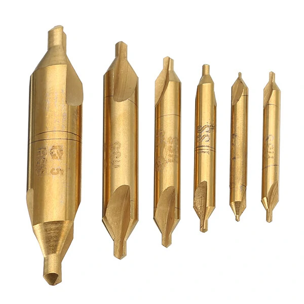 Drillpro 6pcs HSS Titanium Center Drill Bits Set | 60 Degree 1-5mm