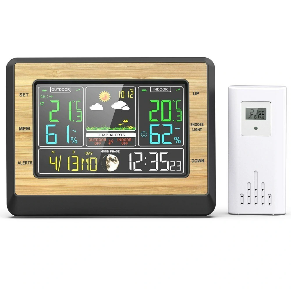Color Screen Weather Station Clock - Temperature Humidity & Barometric Meter with Moon Phase Display