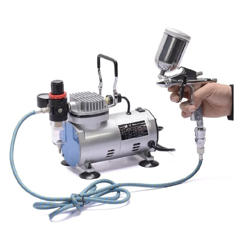 TC-20B Airbrush Compressor | 1/5HP 220V with K3 Sprayer & Vacuum Pump