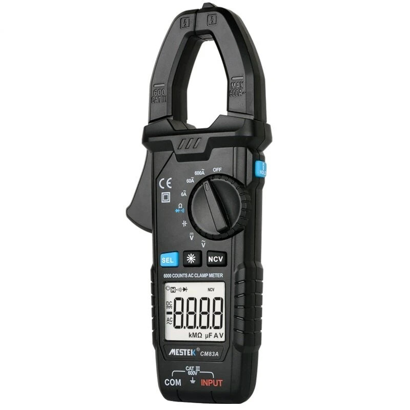 MESTEK CM83A True RMS Clamp Meter - 600A AC Current | NCV Tester & Capacitance