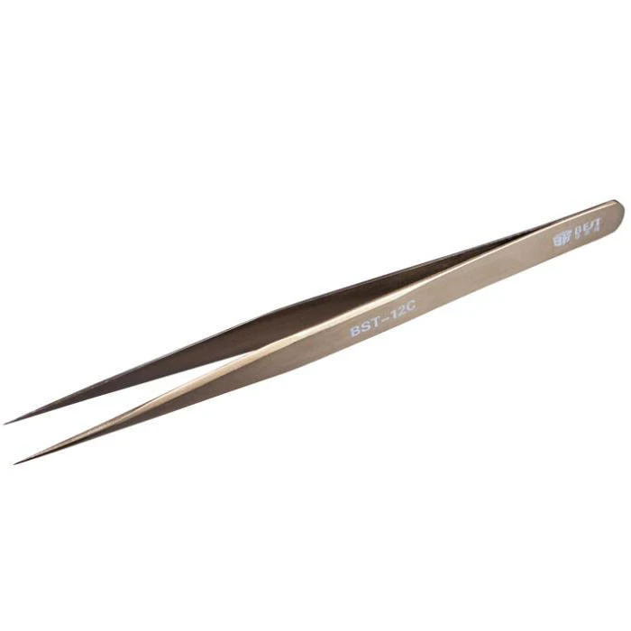 BEST BST-12C Stainless Steel Pointed Tweezer | Anti-Magnetic & Anti-Acid