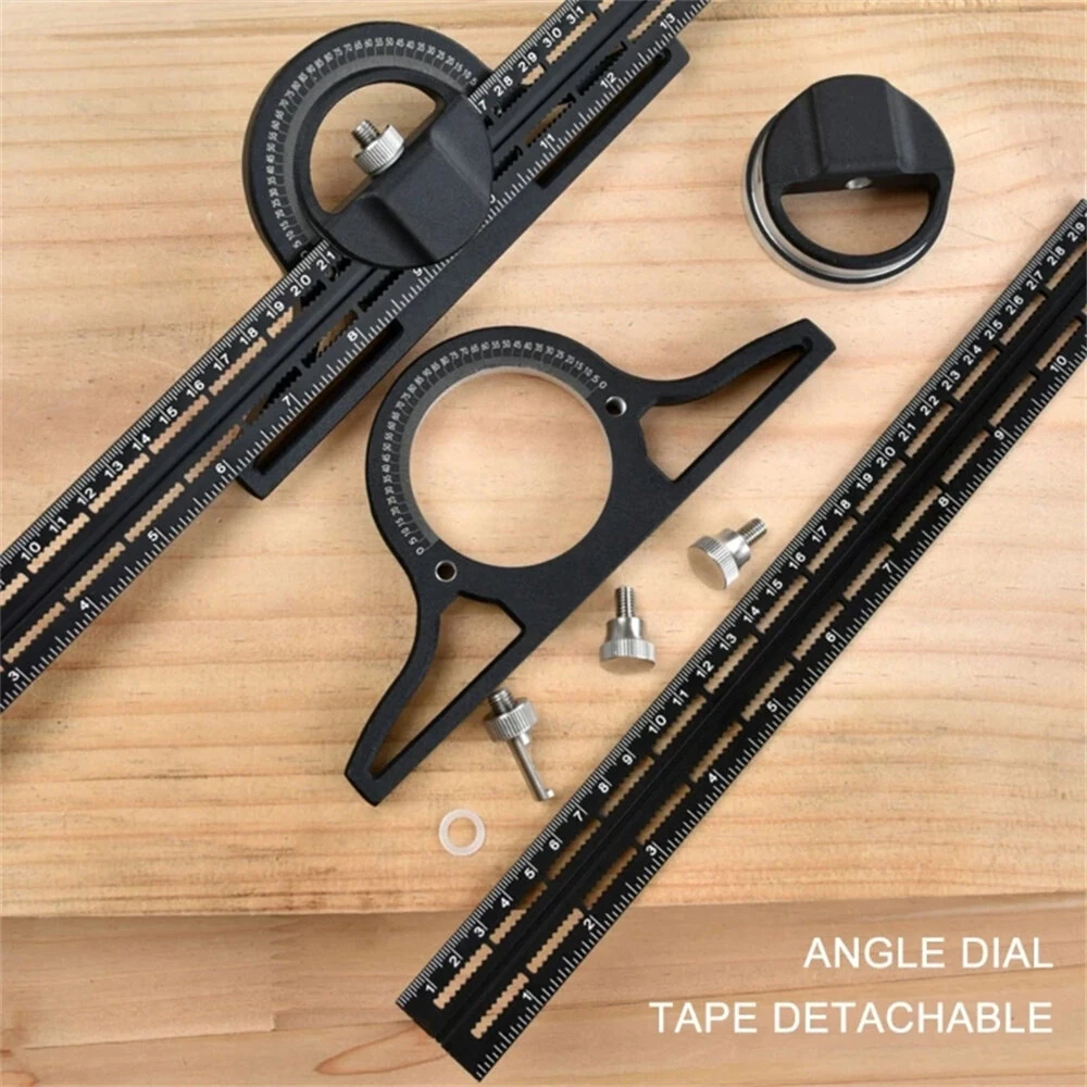 Universal Angle Ruler for Woodworking - 0-180 Degree Tool with Level & Scale
