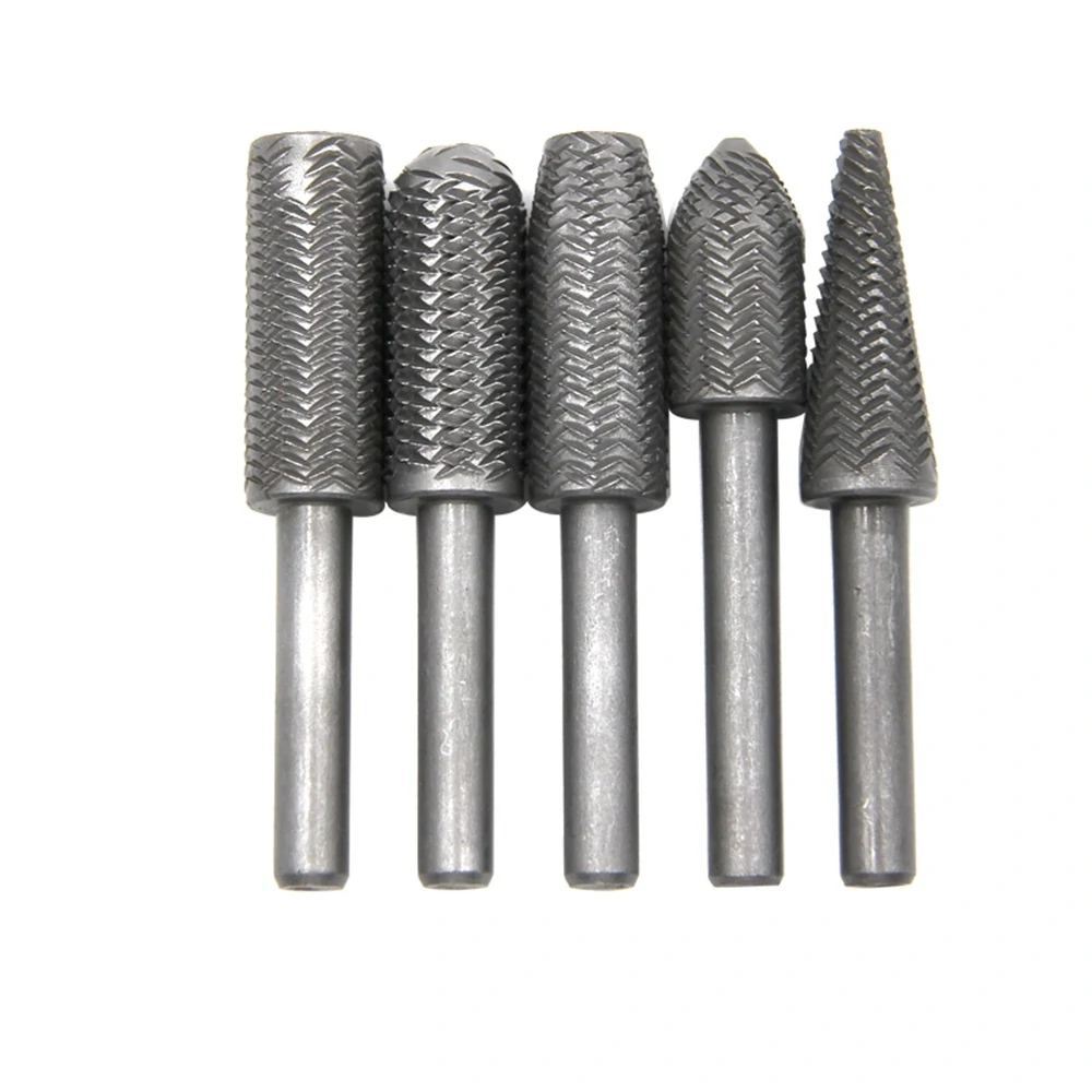 5pcs 6mm Shank Carbide Burr Set - Rotary Rasp & Cutter for Wood & Metal