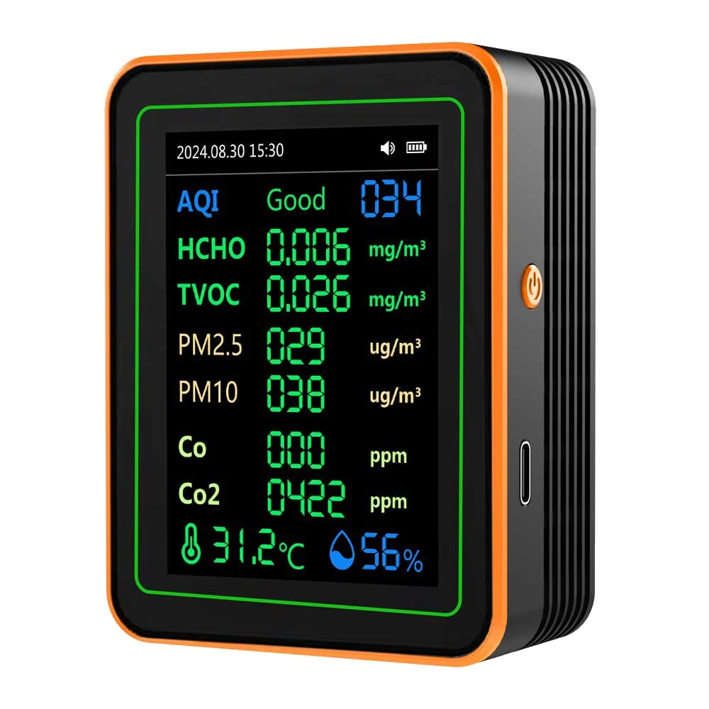 ZN-MT22 Air Quality Monitor | 12-in-1 TFT Screen | CO2, Formaldehyde, PM2.5, Temp & Humidity