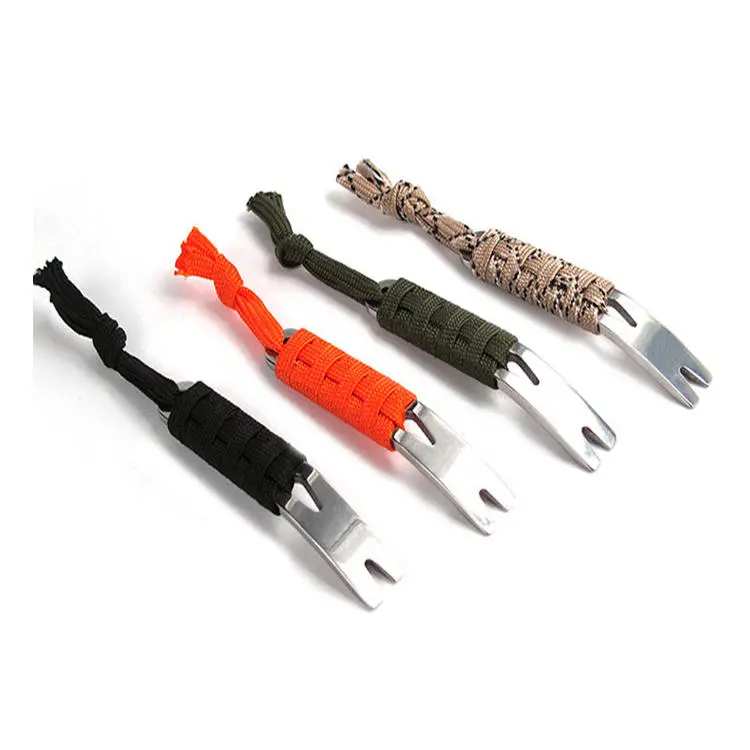 Stainless Steel Crowbar Keychain | Crank Blade Wire Winder & Nail Puller