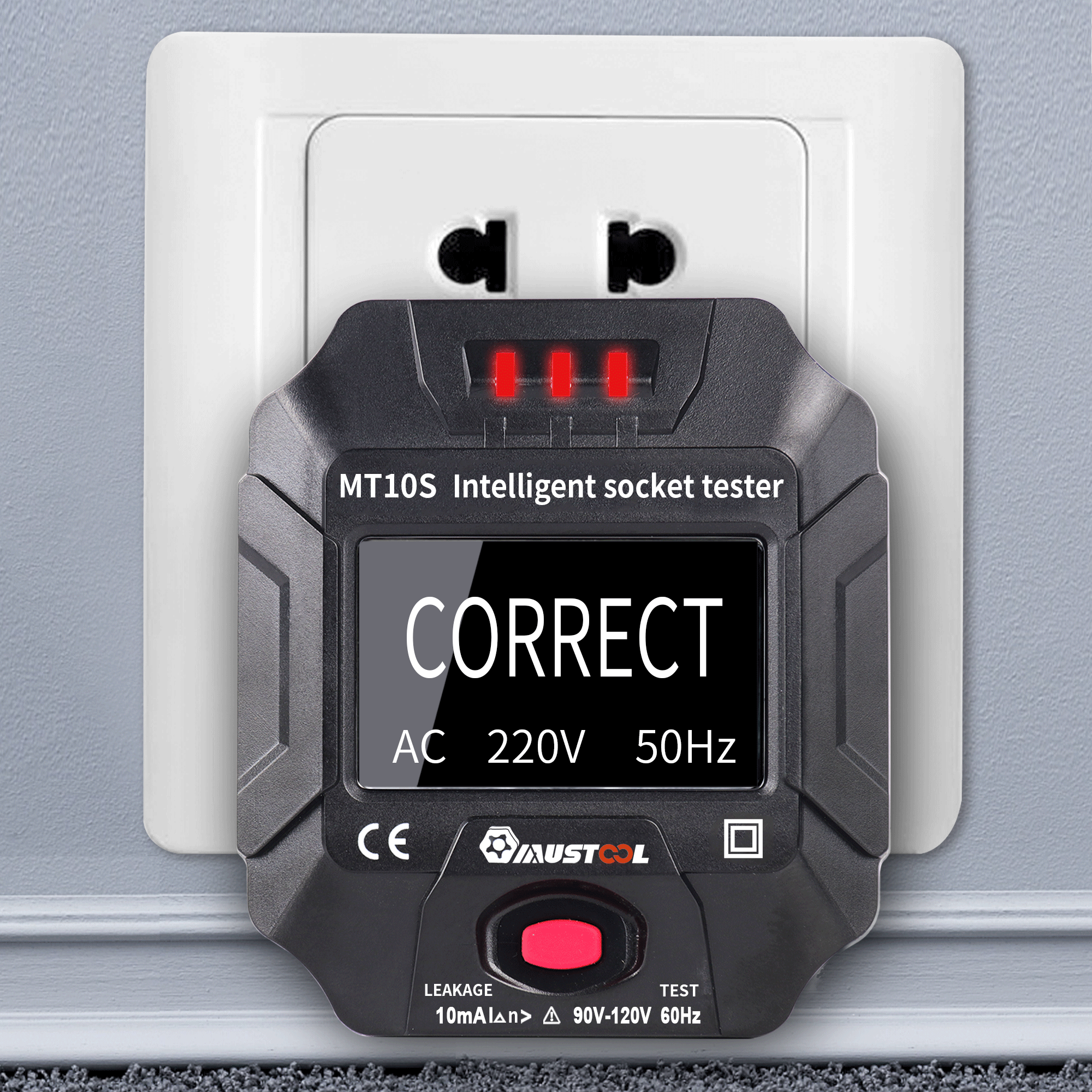 MUSTOOL MT10S/MT10E Socket Tester - Voltage Frequency RCD Intelligent Display