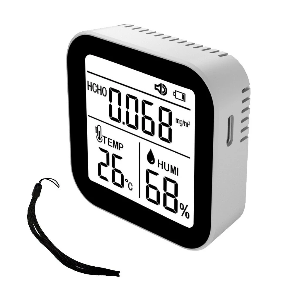 3 in 1 Air Quality Monitor - HCHO Formaldehyde, Temperature & Humidity Detector with Alarm