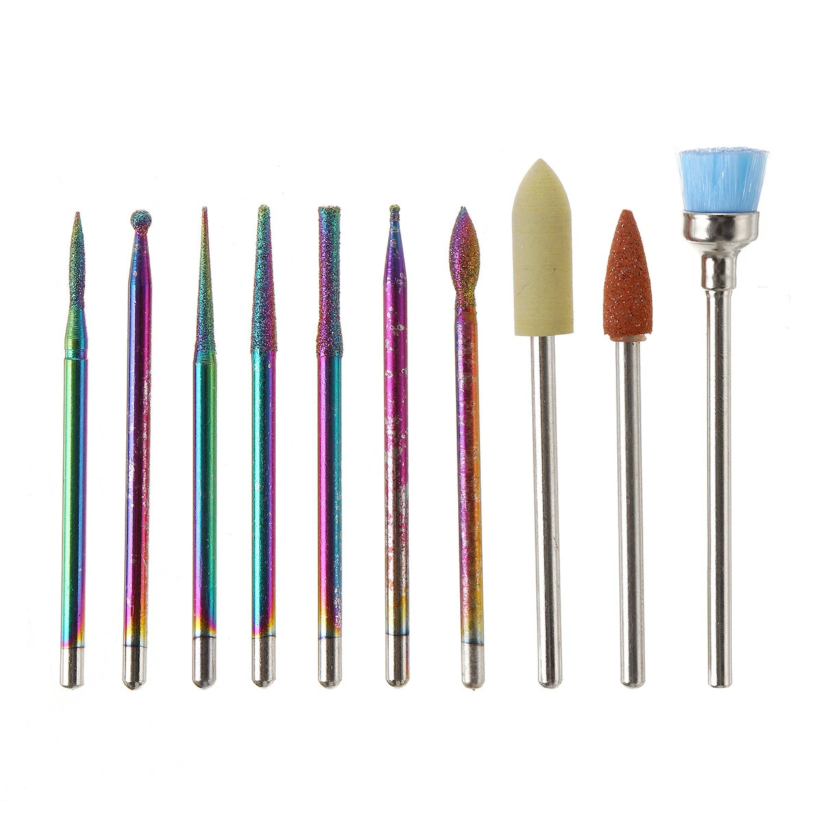 10pcs Tungsten Carbide Nail Drill Bits - Electric Nail Machine Grinding Head Set