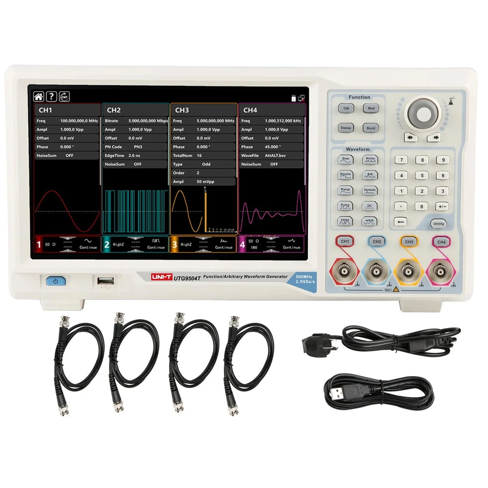 UNI-T UTG9504T 500MHz Signal Generator | 4-Ch 2.5GSa/s 16-Bit Touchscreen