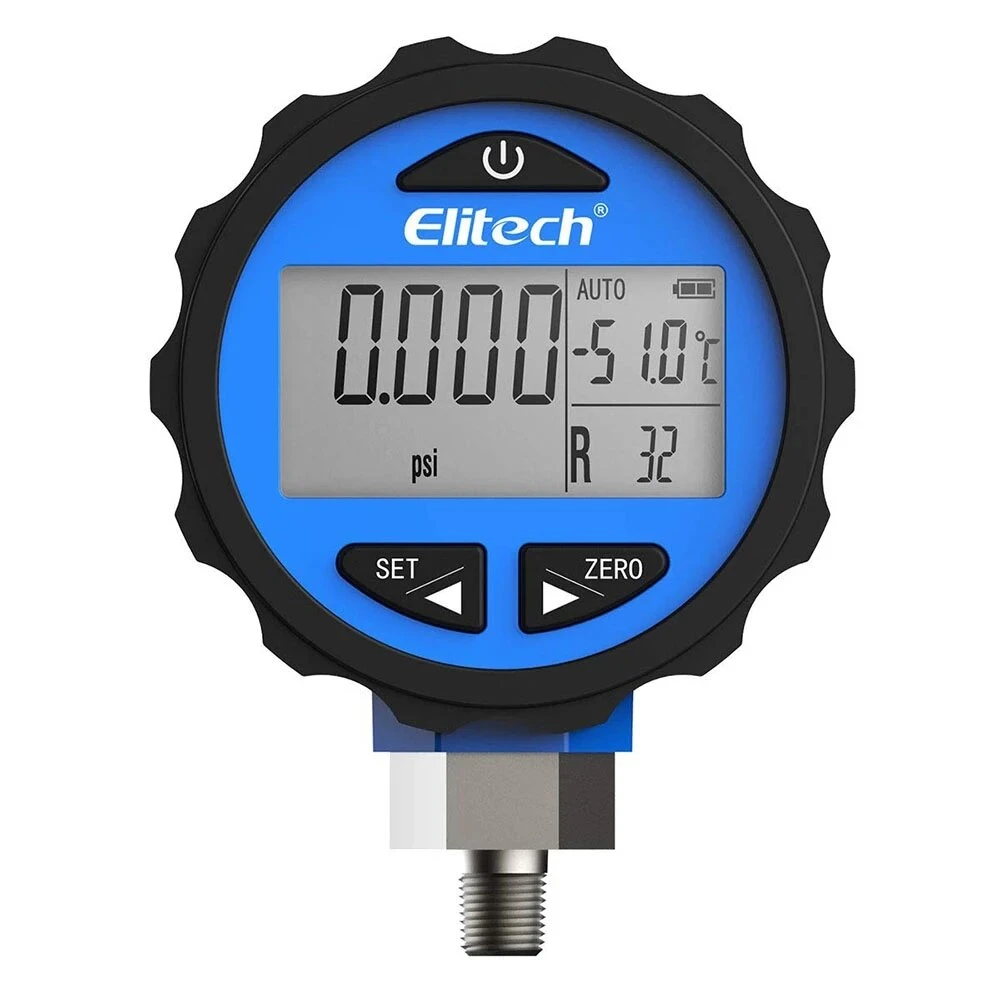 PG-30Pro Digital HVAC Pressure Gauge | For 87+ Refrigerants -14.5-500 PSI | Blue Backlight