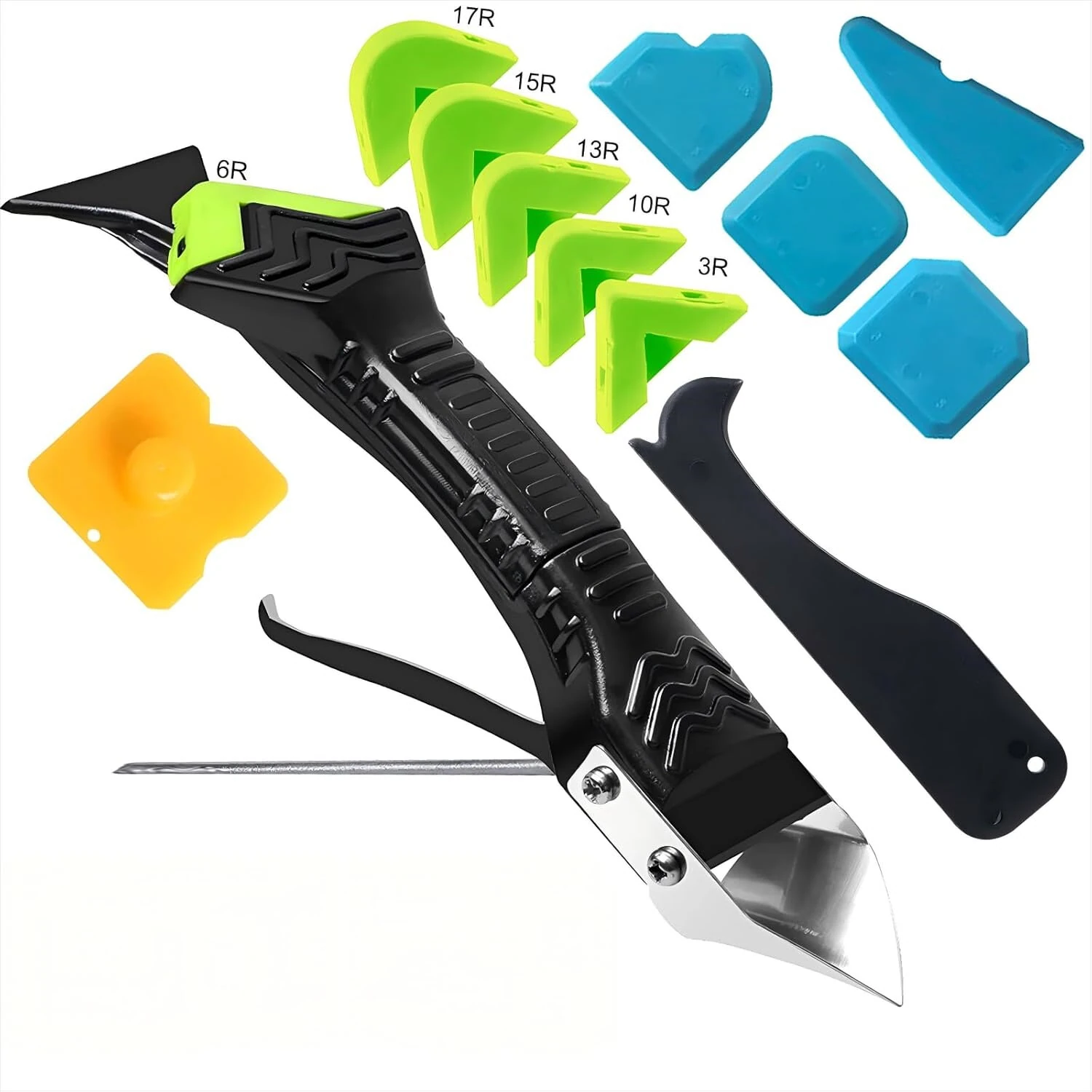 5 in 1 Caulking Tool - Silicone & Grout Removal with 6 Exchange Pads