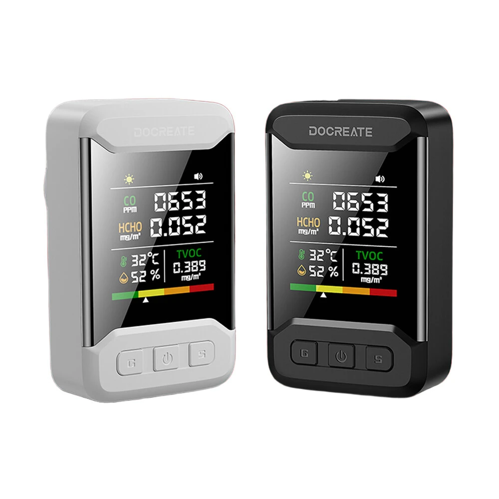 CM51 4-in-1 Air Quality Monitor - CO Formaldehyde TVOC Detector | Portable with Temp & Humidity Gauge