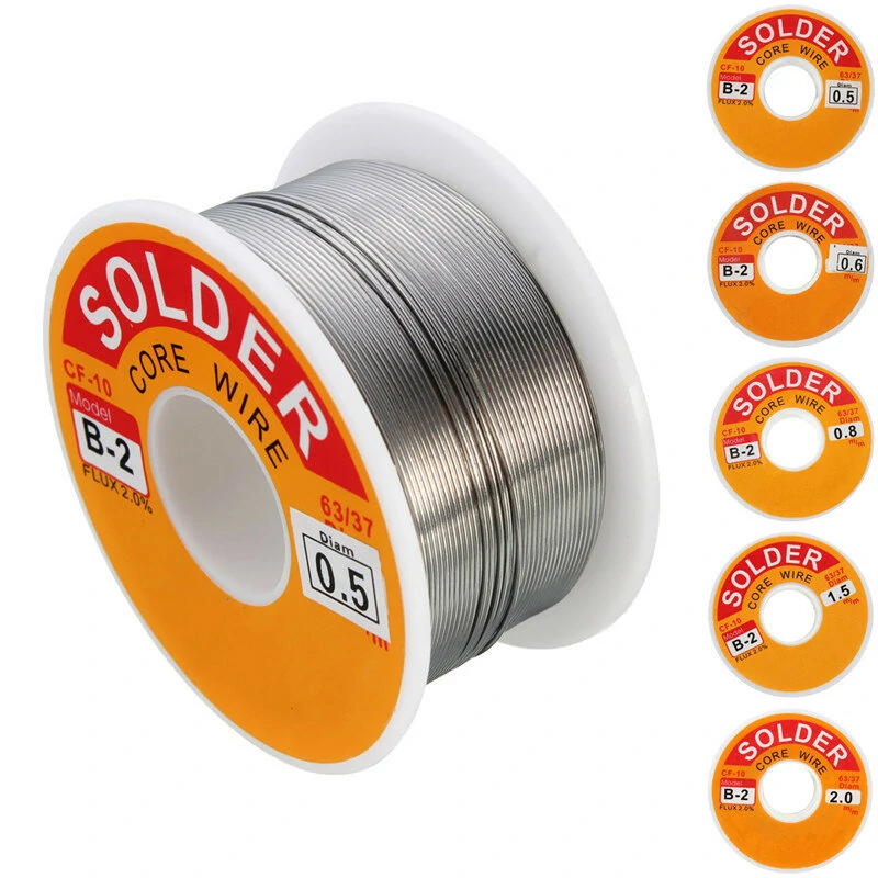 63/37 Tin Lead Solder Wire - 2mm 100g Reel | 2% Rosin Core Flux for Welding
