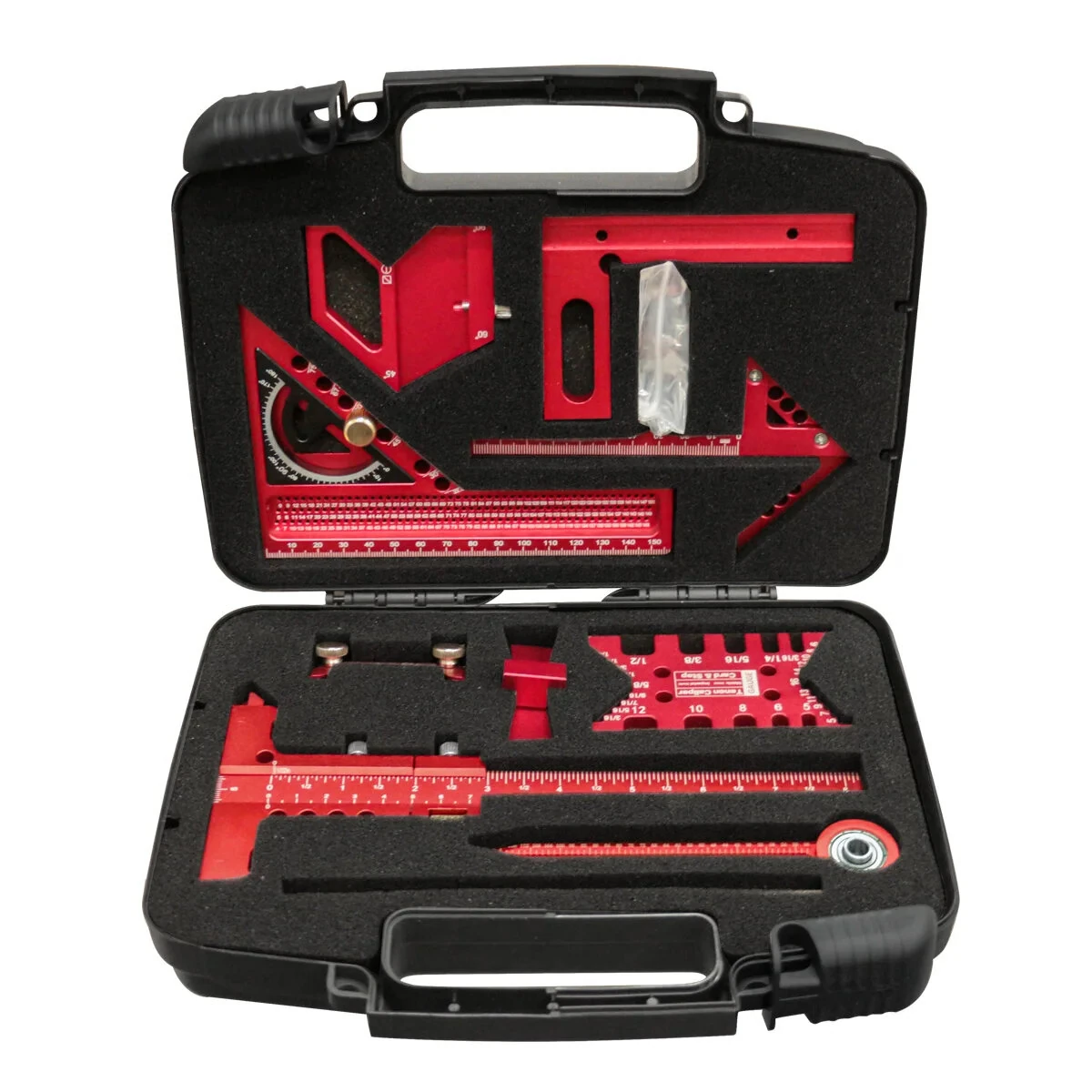 9Pcs Woodworking Square Kit - Aluminum Alloy CNC Tools & Ruler Set | Precision Layout