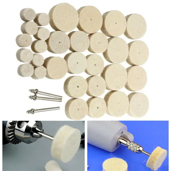 Wool Polishing Wheel Kit - 33pcs Rotary Tool Accessories for Grinder
