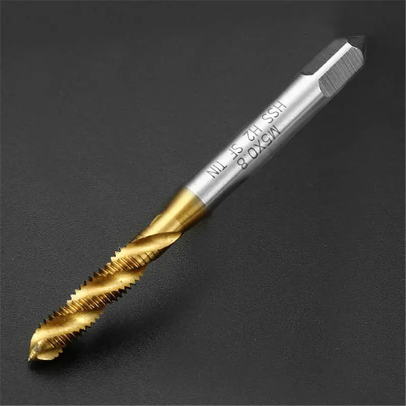 Drillpro M5x0.8 HSS Titanium Coated Spiral Fluted Screw Tap - 10pc Set