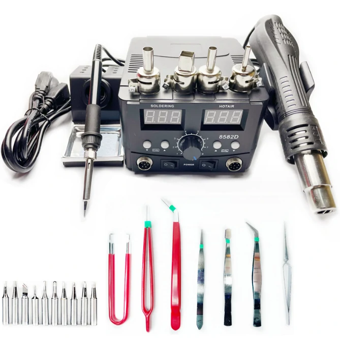 2-in-1 Hot Air & Soldering Iron Station | Digital LCD Display | ESD Safe