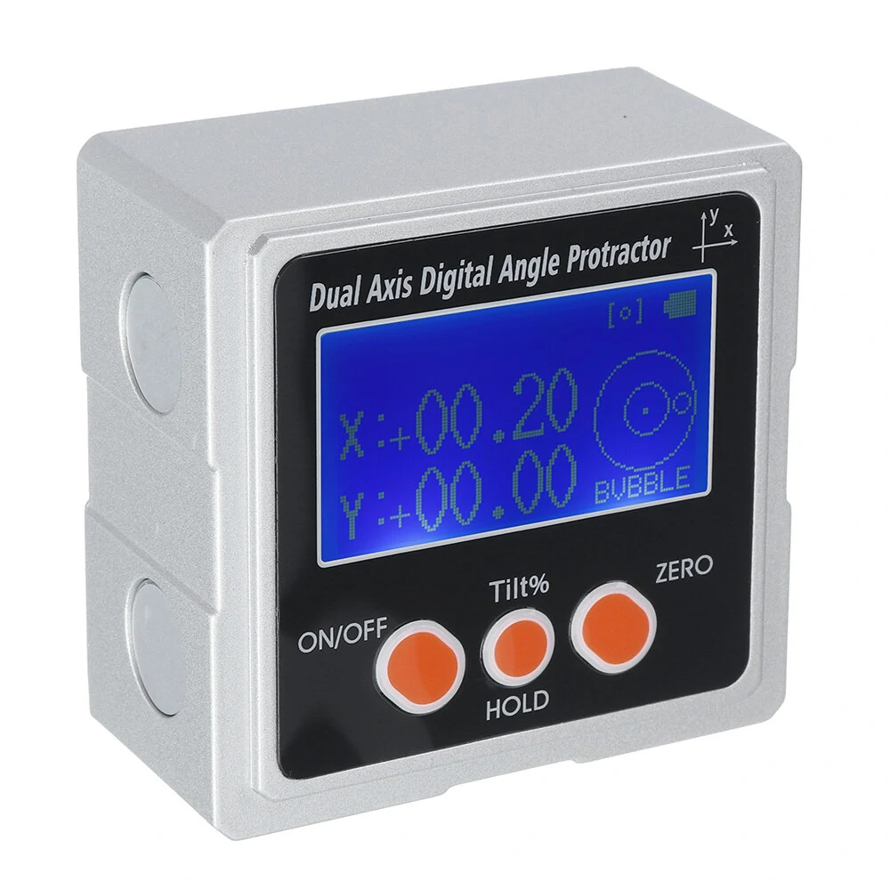 360 Degree Digital Protractor | Dual Axis Inclinometer with LCD & Magnetic Base