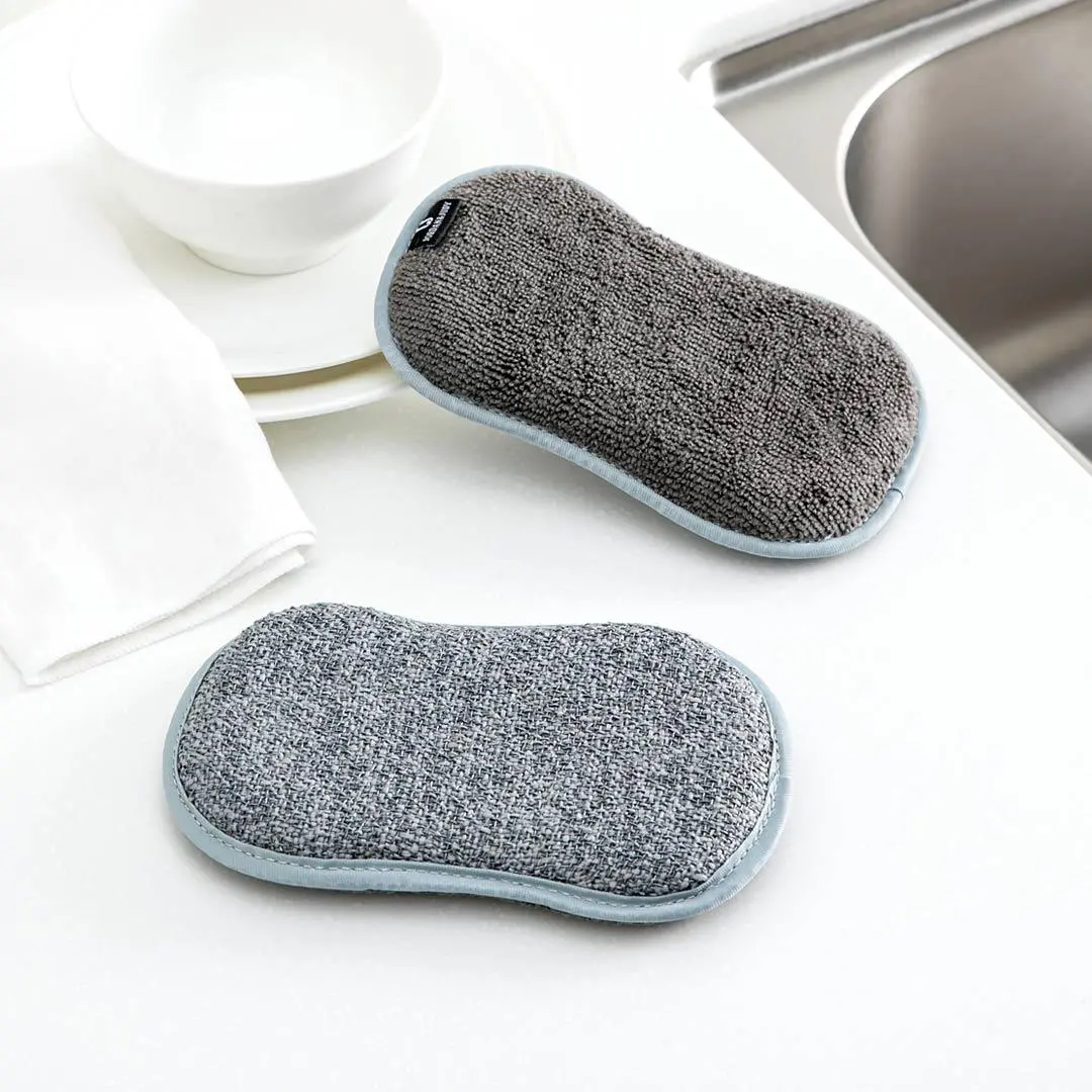Jordan Judy Double-Sided Dishwashing Brush - 2 Pack Gray Kitchen Cleaning Brushes with Handle