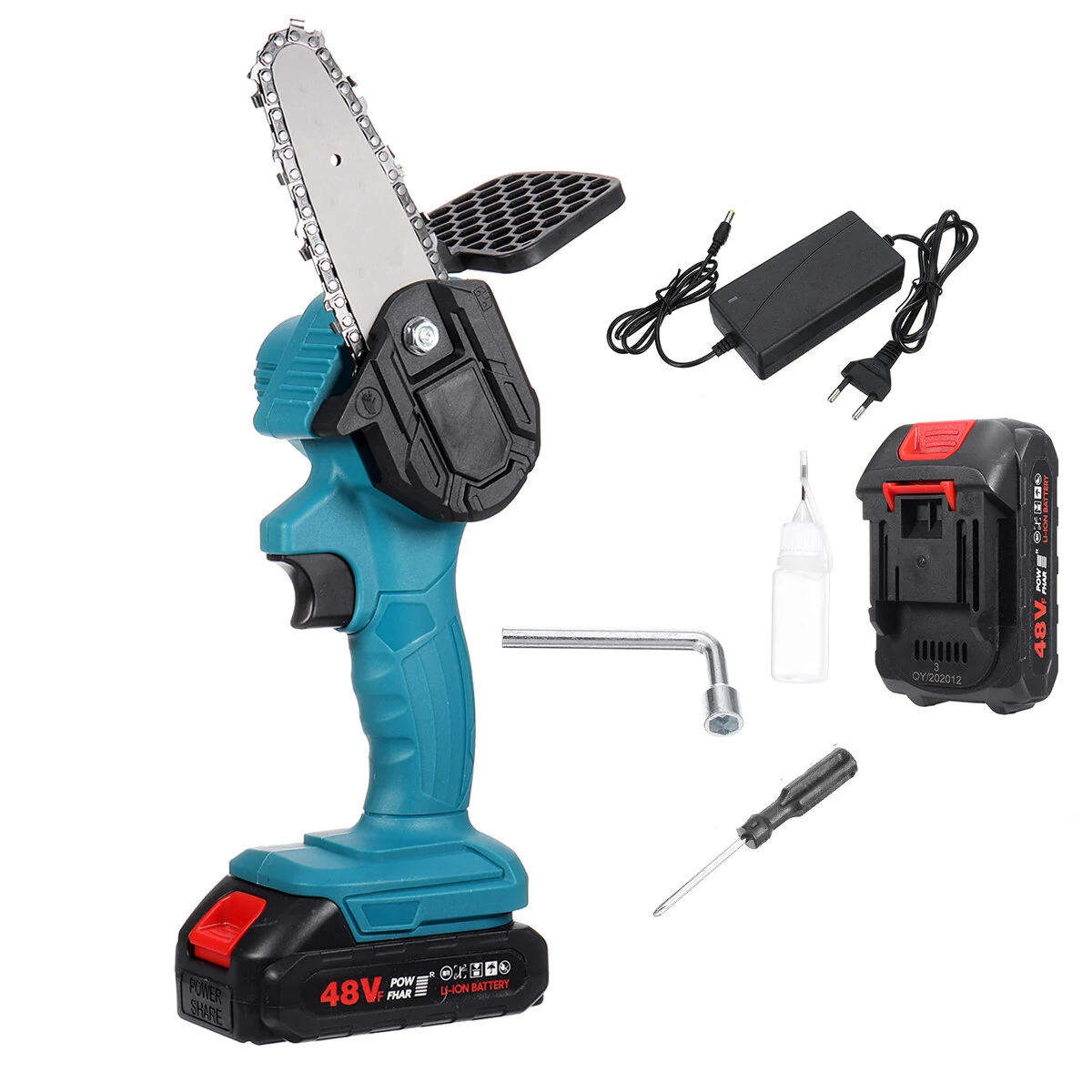 4-Inch 800W Electric Chain Saw | 48V Portable Wood Cutter w/ Battery Option - EU Plug