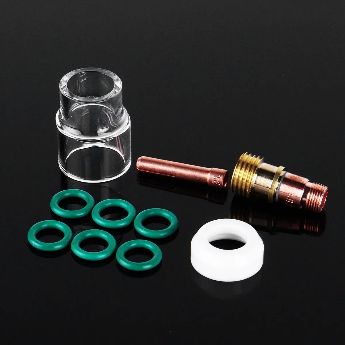 10Pcs 1.6mm TIG Welding Stubby Gas Lens Kit - #12 Pyrex Cup for WP-17/18 Torch