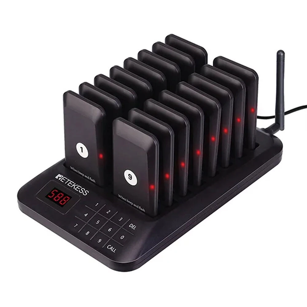 RETEKESS TD157 Wireless Pager System - 16 Receivers 300m Range Rechargeable
