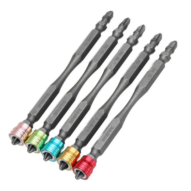 Broppe 5pcs 110mm PH2 Screwdriver Bits - Magnetic 1/4 Inch Hex Shank