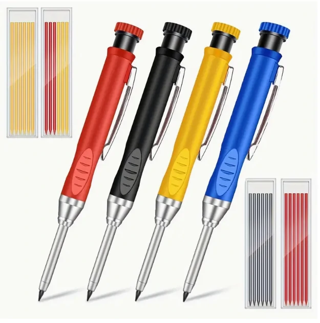 Refillable Carpenter Pencil Set - High Precision Mechanical Pencil for Woodworking & Drafting