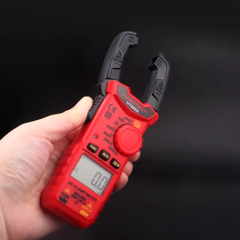 HT200A Mini Digital Clamp Meter - AC DC Current & Voltage Tester