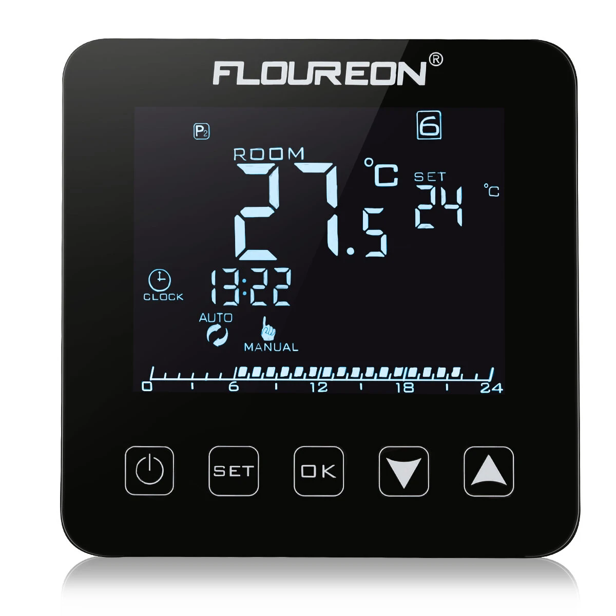 Floureon HY08WE-2 Digital Infrared Thermometer - LCD Display & Electric Heating Thermostat