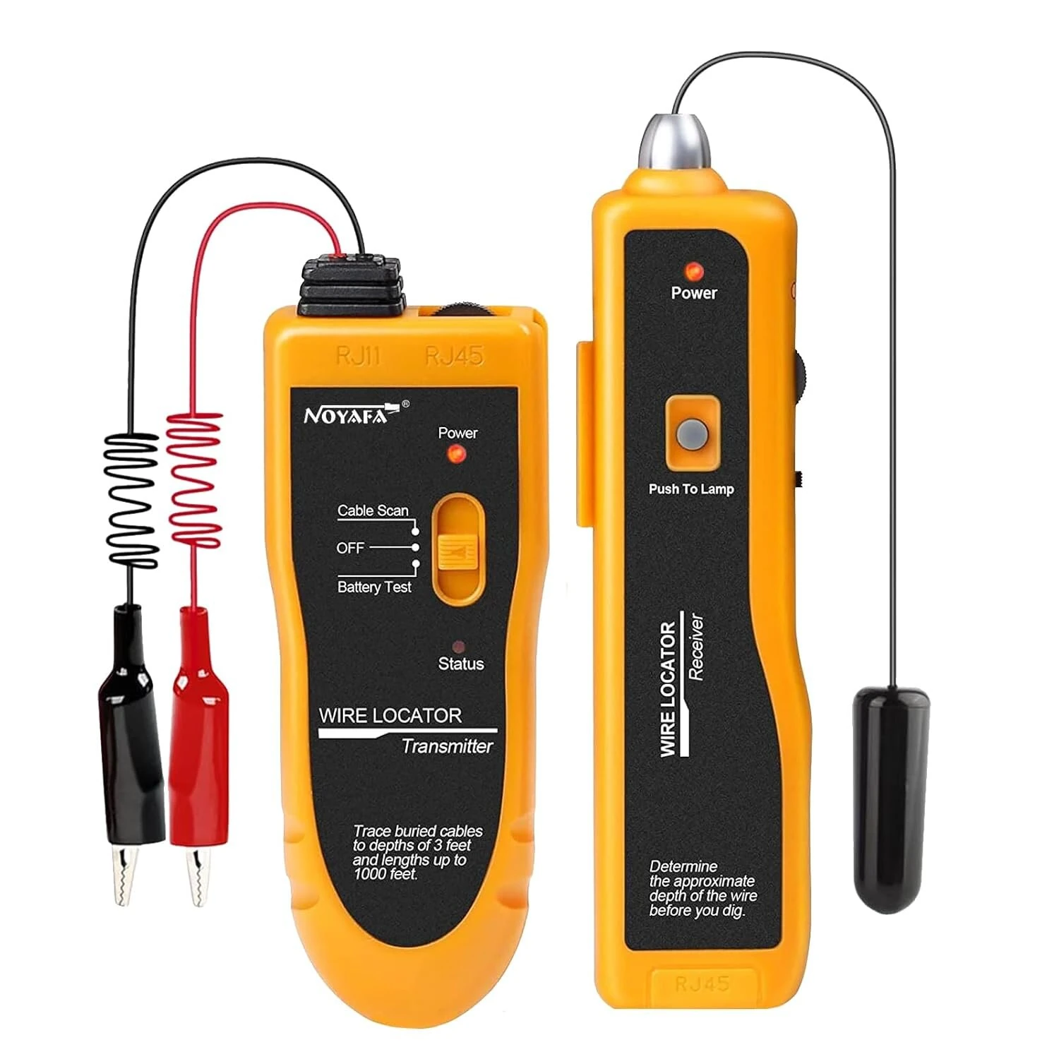 NOYAFA Cable Tester & Wire Locator - 1640ft Range, 3ft Depth, LED Flashlight