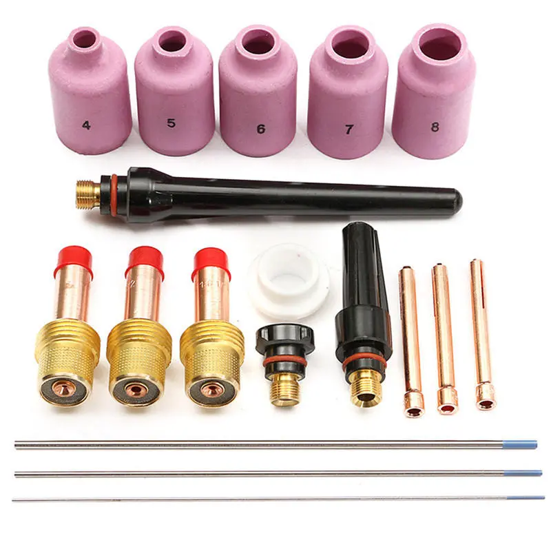 18Pcs TIG Welding Torch Gas Lens Kits for WP-17 WP-18 WP-26 | Lanthanated Tungsten
